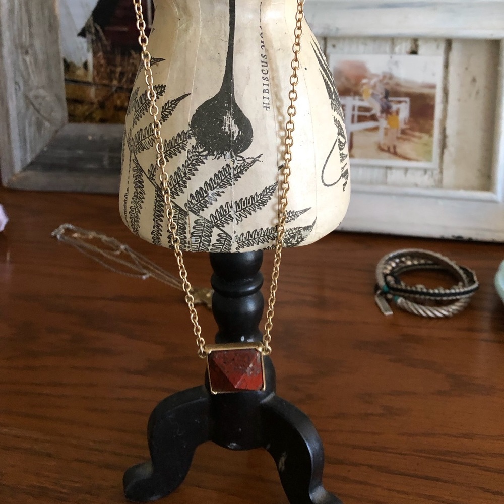 Cabi gold tone 18” necklace w/ faux red stone